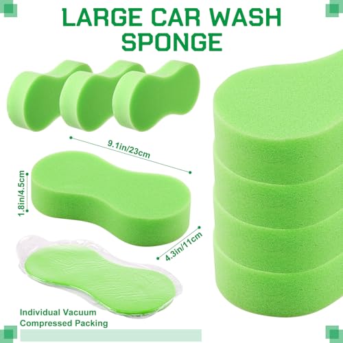 Vesici 24 Pack Large Sponges Bulk Multi-Purpose Extra Large Sponge for Washing Cars Field Day Water Games Household Cleaning Car Boat Bike Kitchen Bathroom Vacuum Compressed Packing (Bright Green) - color: Bright Green