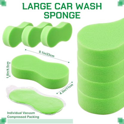 Vesici 24 Pack Large Sponges Bulk Multi-Purpose Extra Large Sponge for Washing Cars Field Day Water Games Household Cleaning Car Boat Bike Kitchen Bathroom Vacuum Compressed Packing (Bright Green) - color: Bright Green