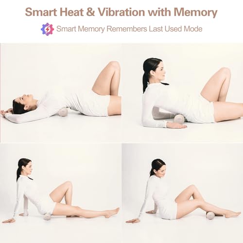 Vibrating Massage Ball with Heat for Deep Tissue Muscle Recovery – 7 Vibration Modes, Heat Therapy, Memory Function, Portable Trigger Point Massager for Back, Shoulders & Hips - color: Beige