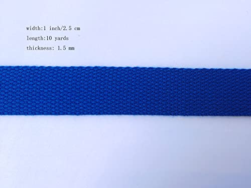 1 Inch Cotton Webbing 10 Yards Cotton Strap for Tote Canvas Bags Crafts Sewing (2014 Royal Blue) - color: 2014 Royal Blue