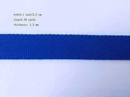 1 Inch Cotton Webbing 10 Yards Cotton Strap for Tote Canvas Bags Crafts Sewing (2014 Royal Blue) - color: 2014 Royal Blue