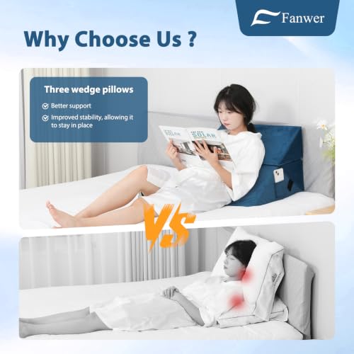 Fanwer Positioning Wedge Pillow for Side Sleeping (3 in 1),23.6",Lake Blue - color: Lake Blue, size: 23.6in