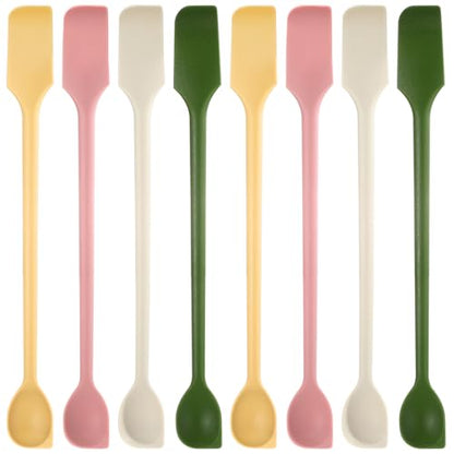 8 Pcs Mini Silicone Spatulas Double-headed Multifunctional Small Scrapers & Spoons for Kitchen, Cosmetics & Jars, Lotion, Narrow & Thin Bottles Reusable Stirrer for Baking, Cooking, Mixing
