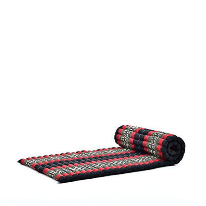 Leewadee Thai Roll Mat 75 x 28 inches Kapok Firm - color: Sf13 - Red, Black, size: M: 75x28"