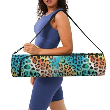 Yoga Mat Bag for Women & Men Full-Zip Yoga Mat Carrier Bag for Class Workout Park with Adjustable Strap - color: Blue Tiger Print