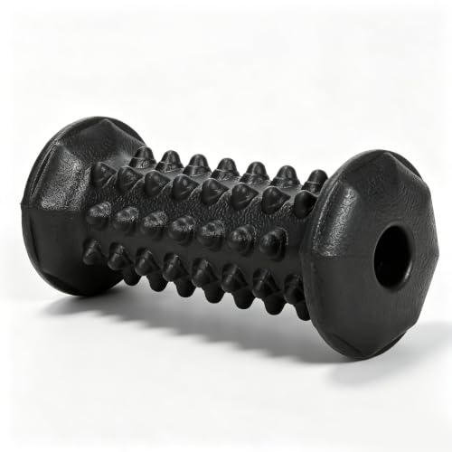 Foot Massager Roller for Plantar Fasciitis, Arch Heel Pain Relief | Portable reflexology Deep tissue massage tool for feet and calf, travel, home and office use - color: Black