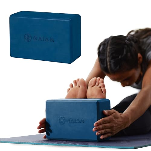 Gaiam Yoga Block - Supportive Latex-Free Eva Foam - Soft Non-Slip Surface with Beveled Edges for Yoga, Pilates, Meditation - color: Indigo Ink, style: 1 Block