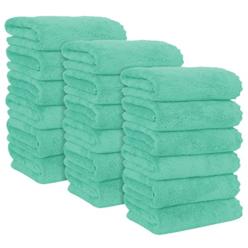 MOONQUEEN 18 Pack Premium Hand Towels - Quick Drying - Microfiber Coral Velvet Highly Absorbent Towels - Multipurpose Use as Hotel, Bathroom, Shower, Spa, Hand Towel 16 x 28 inches (Aqua Green) - color: Aqua Green, size: Hand Towels - 18 Pack