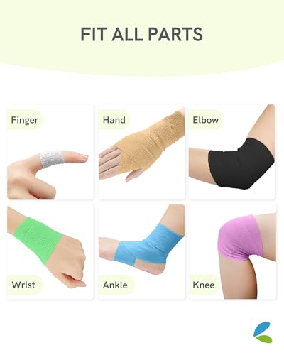 FriCARE Self Adhesive Bandage Wrap, Medical Tape in First Aid Kit | Elastic Cohesive Bandages for Sports/Vet/Wrist Ankle Wounds, 2 Inches X 5 Yards, Latex-free 6 Rolls, Velvet Mint - color: Velvet Mint