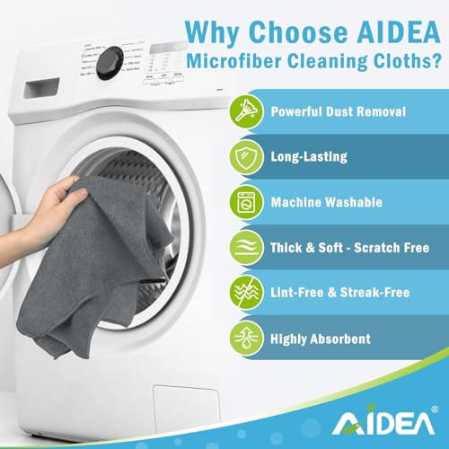AIDEA Microfiber Cleaning Cloth Grey 100PK, Microfiber Towels 11.5"×11.5" - color: Grey