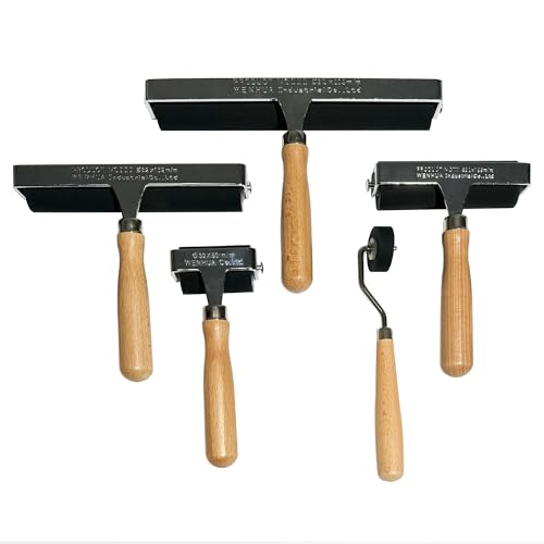 Soft Rubber Brayer – 45A Durometer Printmaking Roller, 2 Inch, for Gel Printing, Linocut & Block Printing, Heavy-Duty Steel Frame with Wood Handle - size: 2 in