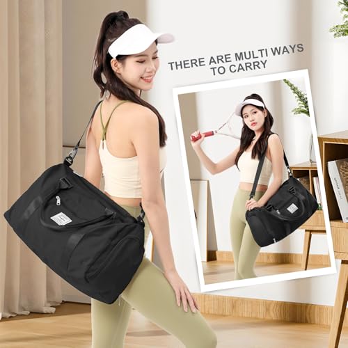 Gym Bag for Women Men with Shoes Compartment Sports Duffle Bag Personal item travel Duffel Bags Small Carry on Weekender Overnight Tote Bags Workout Dance Bags Hospital Holdalls Black - color: A2-Black