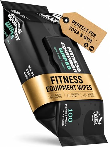 GymSoap Gym & Yoga Mat Cleaner Wipes, Plant Based - 100 Gym Equipment Wipes to Clean Exercise Equipment, Treadmill, Peloton Bikes - Gym Supplies, Cleaning Wipes for Home & Gym - Spa Fresh Scent