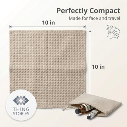 Pure Linen Washcloths for Bathroom 10x10-inch 4-Pack Waffle Weave Quick Dry - color: Natural Linen, size: Washcloths