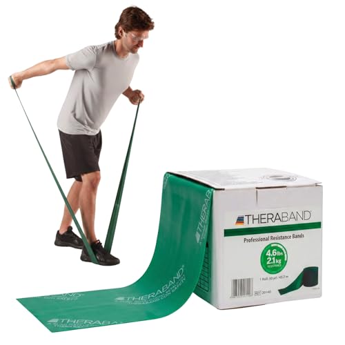 THERABAND Resistance Band, 50-Yard Roll, Latex Elastic Band for Exercise, Stretching, Physical Therapy, Yoga, Pilates, Home Workouts, Cut-to-Length, Color-Coded Levels - color: Green | Heavy