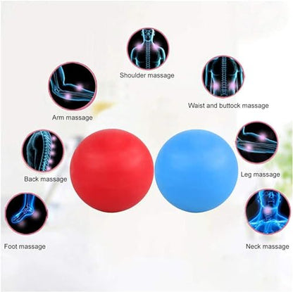 WOVTE Massage Lacrosse Ball for Sore Muscles, Shoulders, Neck, Back, Foot, Body, Deep Tissue, Trigger Point, Muscle Knots, Yoga and Myofascial Release (Blue) (Blue Red) - color: Blue Red