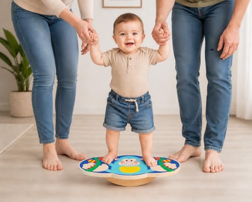 Wooden Balance Board Toy for Kids, Monkey Theme Balancing Game, Montessori Educational Toy, Active Play & Exercise
