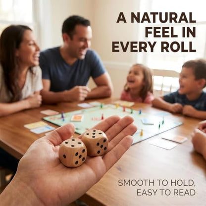 10Pcs Wooden D6 Dice Set, 20mm Round Corner, 6 Sided Gaming Dice for Adults Standard Game Dice