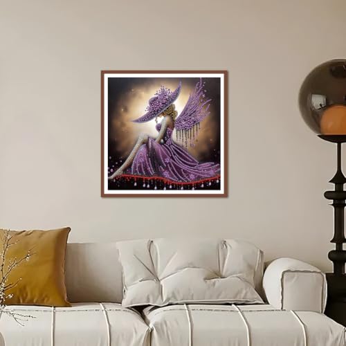 Kulvci Special Shape Women Diamond Painting Art for Adults, 12×12 inch | 5D Special Shape Diamond Art Kits for Beginners, Crystal Rhinestones Diamond Painting for Home Wall Decoration
