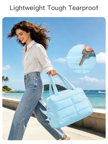 Gitus Travel Duffle Bag for Women Puffer Weekender Bags Carry on Gym Bag - color: Icing Blue