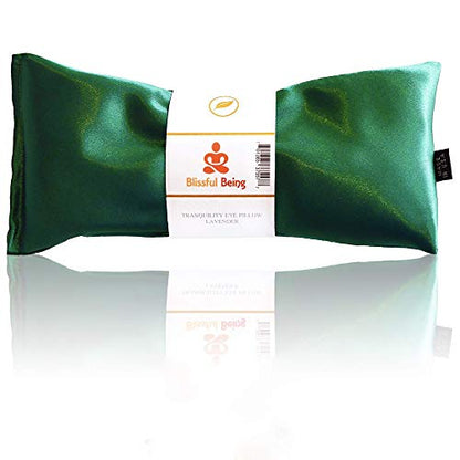 Lavender Eye Pillow | Hot or Cold Weighted Satin Eye Mask perfect for Sleeping, Yoga, Meditation | Gifts for Women, Birthday, Teachers | Natural Herbal Relaxation | Made in USA(Emerald) - color: Emerald