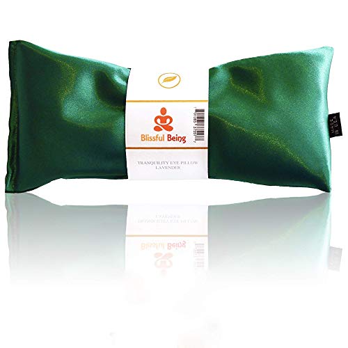 Lavender Eye Pillow | Hot or Cold Weighted Satin Eye Mask perfect for Sleeping, Yoga, Meditation | Gifts for Women, Birthday, Teachers | Natural Herbal Relaxation | Made in USA(Emerald) - color: Emerald