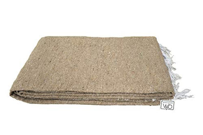 Open Road Goods Solid Color Mexican Yoga Blanket – Large Handwoven Throw for Yoga, Beach, Camping or Home – Soft and Durable Cotton Blend - color: Tan Blanket