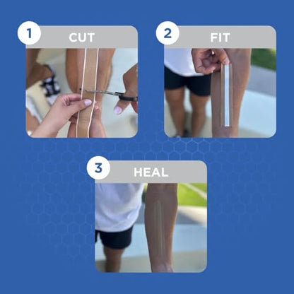 𝐂𝐮𝐭𝟐𝐅𝐢𝐭 𝐀𝐝𝐡𝐞𝐬𝐢𝐯𝐞 𝐁𝐚𝐧𝐝𝐚𝐠𝐞𝐬 - Flexible Fabric Bandage for Wound Care and First Aid, Long Lasting & Breathable - Custom Size for Minor Cuts and Scrapes, 1 Meter Long (Large) - size: Large