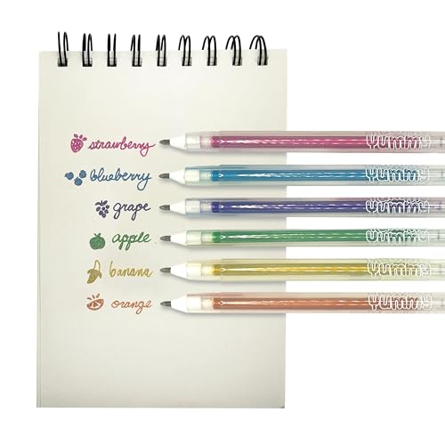 OOLY Yummy Yummy Scented Gel Pens, Metallic, Set of 6 | Ages 3+, Fruity Scented Gel Ink, Writes on Black Paper, 1.0mm Nib, Metallic Colors, Fun Pens for Kids - style: Metallic - Set of 6