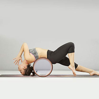 Cryfokt Yoga Wheel, High Density PU Roller for Back Pain Relief | Flexible & Tear-Resistant, Stretching & Flexibility Aid, Premium Quality Roller for Aches & Tension - color: Wood grain inner ring