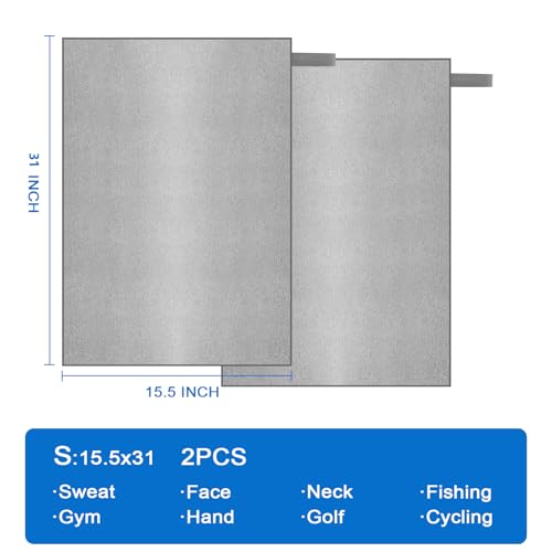 2 Pack Microfiber Camping Towel Quick Dry Lightweight Travel Body Face Beach Hiking Backpacking Swimming Pool Towel(Grey, 2 Pack S(15.5X31 Inch) - color: Grey, size: 2 Pack S(15.5X30 Inch