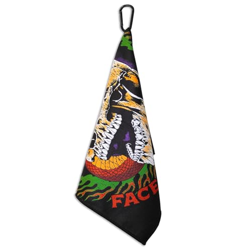RokFit Gym & Golf Towel – Multi-Use, Quick-Dry, Durable Utility Towel with Bold Graphic and Carabiner Clip (Face The Fury) - color: Face the Fury