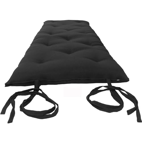 D&D Futon Furniture 면/폼 전통 일본/태국 바닥 롤링 푸톤 매트리스, 요가 명상 매트, 7.6x76.2x203.2cm(3x30x80인치) 블랙