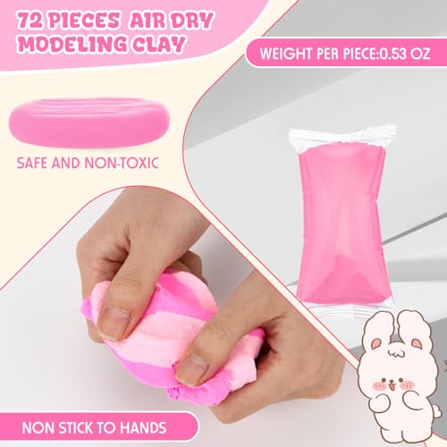 VioraWhite 72 Pcs 38oz Air Dry Clay Bulk Modeling Clay,Light Pink | Ultra Lightweight Foam Modeling Clay for Kids Adults, DIY Gifts Party Arts Crafts, School Project Supplies - color: Light Pink