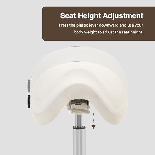 Premium Multifunctional Ergonomic Saddle Chair 507 INOA for Hygienic Clinic, Spa, Massage, and Dental Hygienist - Rolling Swivel Stool (Vanilla, Standard 507) - color: Vanilla