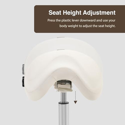 Premium Multifunctional Ergonomic Saddle Chair 507 INOA for Hygienic Clinic, Spa, Massage, and Dental Hygienist - Rolling Swivel Stool (Vanilla, Standard 507) - color: Vanilla