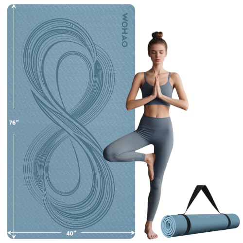 Large 76"x40"x0.4" Yoga Mat - color: Blue Grey