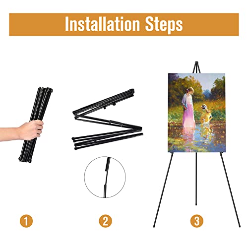 Easel Stand for Display, Aredy 63" Portable Painting Easel, Lightweight Metal Easels for Painting Canvas, Wedding Sign (4 Pack) - style: 4 pack