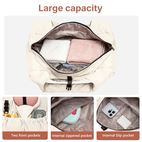 Yoga Mat Bag Yoga Bag for Women with Mat Holder Large Sport Gym Bag with Adjustable Yoga Mat Strap Shoes Compartment - color: Beige