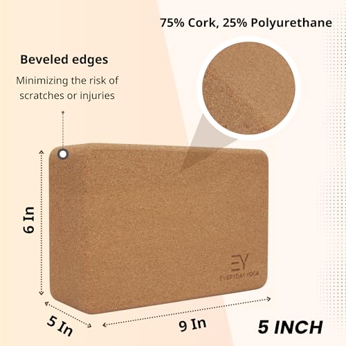 Everyday Yoga Premium Cork Block, Natural Cork, 3in/4in/5in Thick, 1 Block - color: 5 In - Cork
