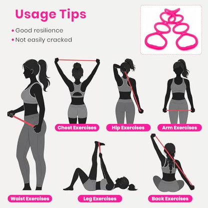 7 Ring Adjustable Resistance Bands, Workout Stretch Fitness Resistance Exercise Band with 7-Level, Ideal for Women Men Yoga/Pilates/Physical Therapy/Home Gym for Arm/Shoulders/Foot/Leg Fitness - color: Pink