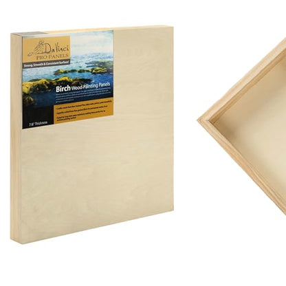 Da Vinci Pro Birch Wood Panel 7/8" Deep – 8x8 Single Panel - Fine Textured, Warp Resistant, Lightweight & Rigid – Perfect for Mounting Sanded Pastel or Watercolor Paper, Linen or Canvas