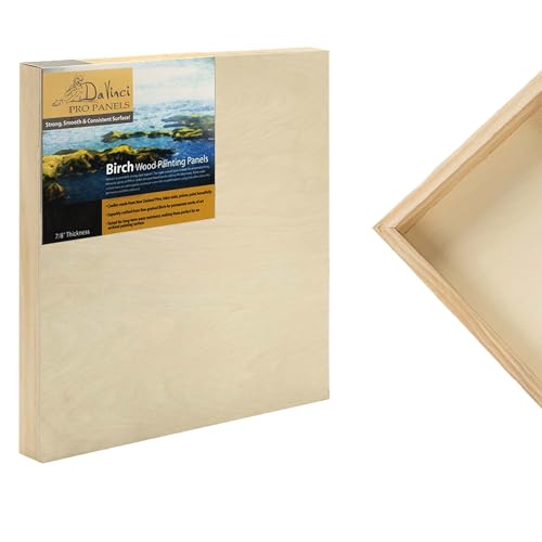 Da Vinci Pro Birch Wood Panel 7/8" Deep – 8x8 Single Panel - Fine Textured, Warp Resistant, Lightweight & Rigid – Perfect for Mounting Sanded Pastel or Watercolor Paper, Linen or Canvas
