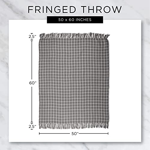 DII Herringbone Striped Collection Cotton Throw Blanket, 50x60, Black - color: Black, size: 50x60"