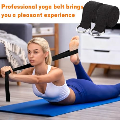 LANIAKEA 24PCS Yoga Strap for Stretching 6ft Exercise Adjustable Straps Yoga Belt with Adjustable D Ring Buckle for Pilates Gym Workouts Fitness Improves Sitting Posture