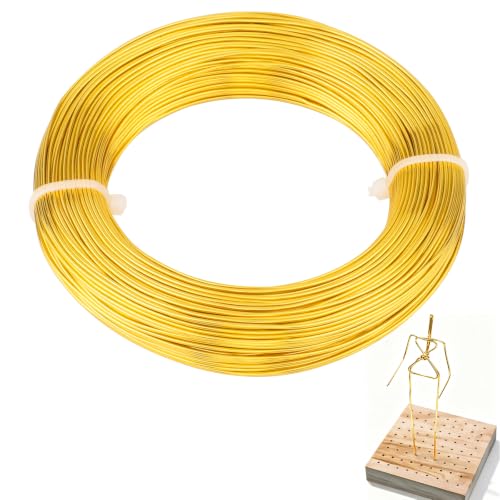 18 Gauge Aluminum Craft Wire, 164FT 1mm Bendable Metal Wire for Jewelry Making, Wreath Making, Beading(Gold) - color: Gold