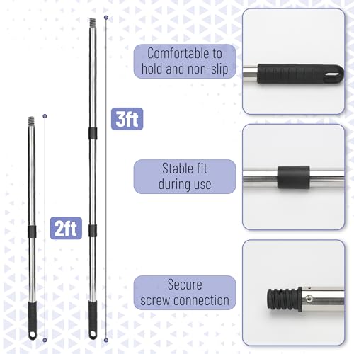 Bates- Paint Roller Kit with Extension Pole, 10 pcs, 9" & 4" Roller Frames | Plastic Paint Tray, 6 Roller Covers, 3 FT Stainless Steel Extension Pole for Walls, Ceilings & Home Painting Projects