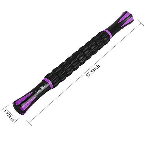YANSYI Professional 9-Roller Deep Tissue Massage Stick - Portable Muscle Recovery Roller for Athletes, Relieves Post-Workout Soreness & Leg/Back Pain - Portable Physio Tool (Purple) - color: Purple