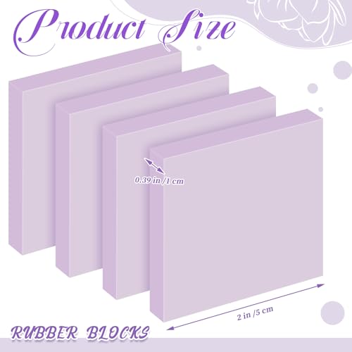 Frienda 24 Pcs 2" x 2" Rubber Carving Block Printmaking Stamp, Light Purple | Easy to Carve, for Printmaking, Stamp Making, DIY Crafting, Scrapbook, Painting, Soft Linoleum for Beginners, Professionals - color: Light Purple