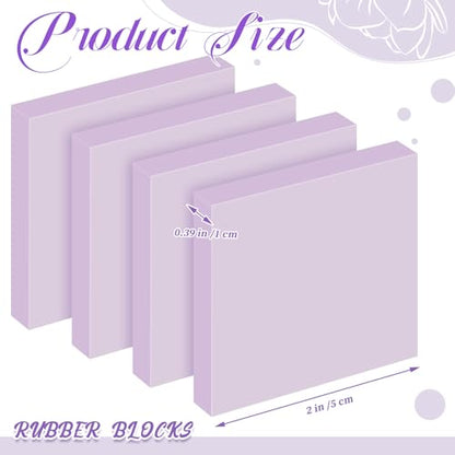 Frienda 24 Pcs 2" x 2" Rubber Carving Block Printmaking Stamp, Light Purple | Easy to Carve, for Printmaking, Stamp Making, DIY Crafting, Scrapbook, Painting, Soft Linoleum for Beginners, Professionals - color: Light Purple